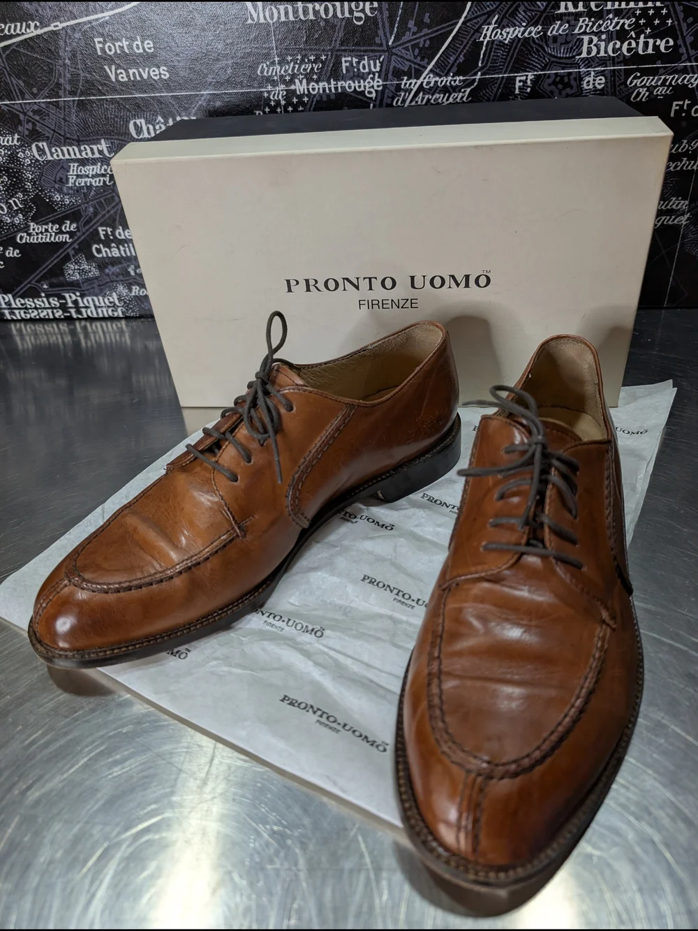 Pronto Uomo Brown Leather Derby Shoes